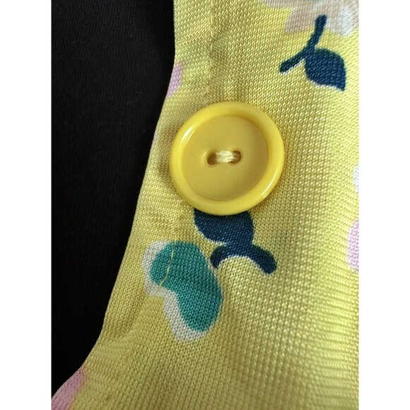 Vintage Collared Top Floral Polyester Button Front 1960s 1970s Hippy Mod M - Picture 5 of 10